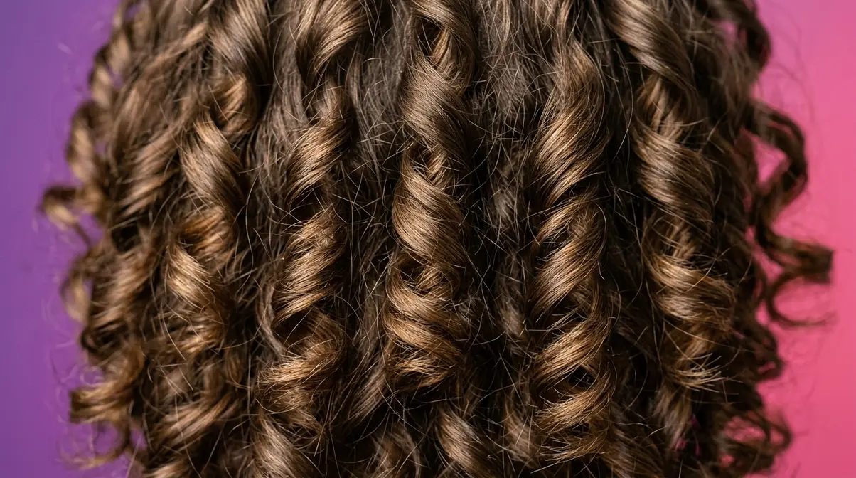 Close-up of 3B hair showing defined springy ringlets the circumference of a Sharpie marker in natural dry state