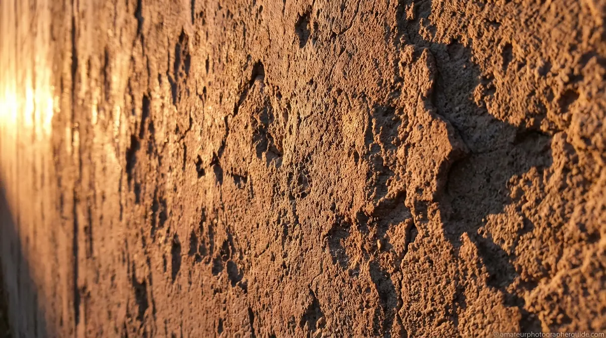 Abstract photography using raking side light revealing dramatic texture on concrete wall surface