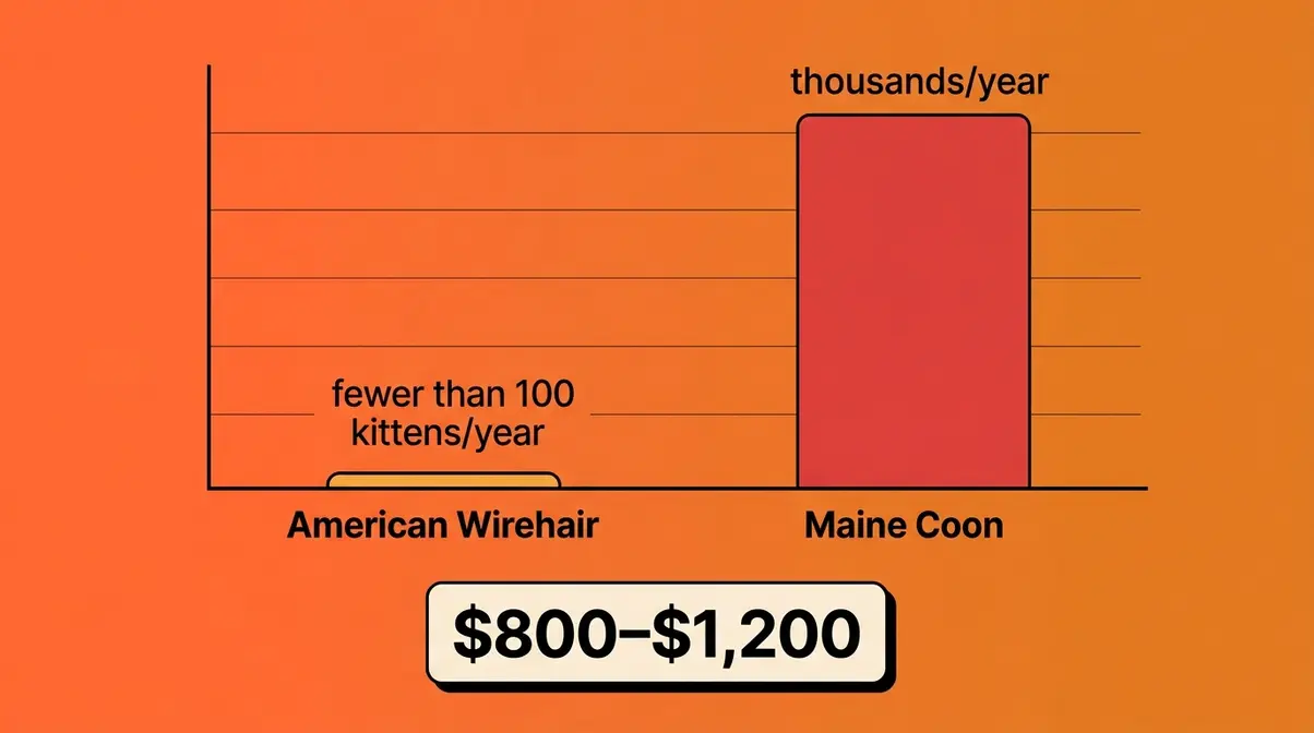 American Wirehair cat breed rarity and cost breakdown showing CFA registration comparison and price range