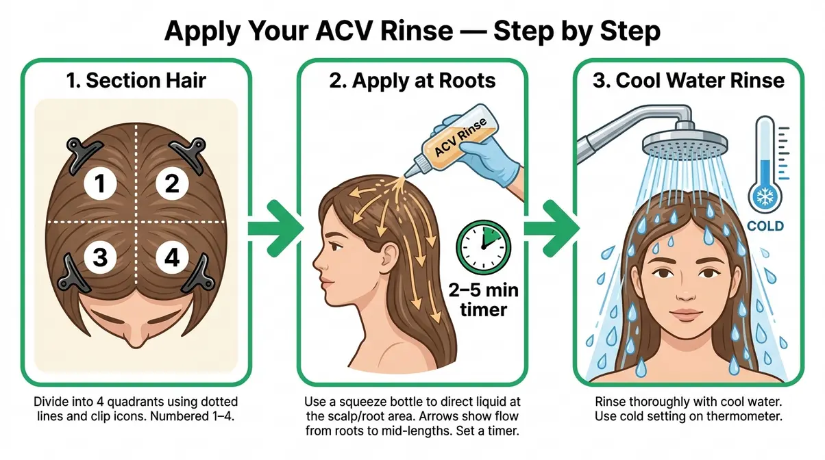 How to apply an apple cider vinegar hair rinse step by step