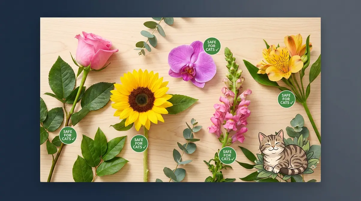 Cat-safe flower alternatives to lilies including roses sunflowers orchids and snapdragons