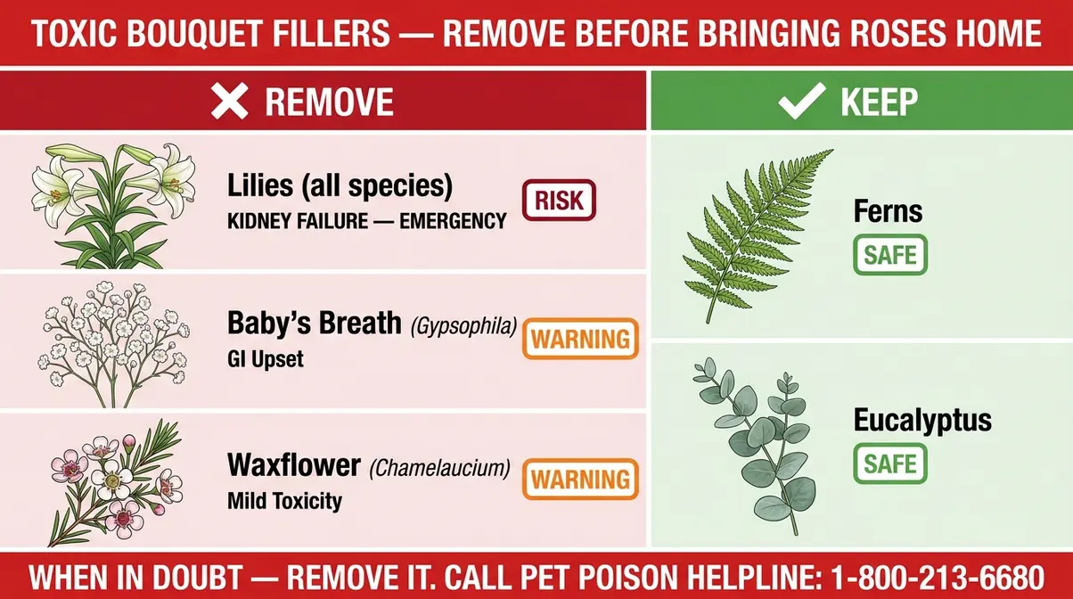 Toxic bouquet filler flowers dangerous to cats lily baby's breath warning removal chart