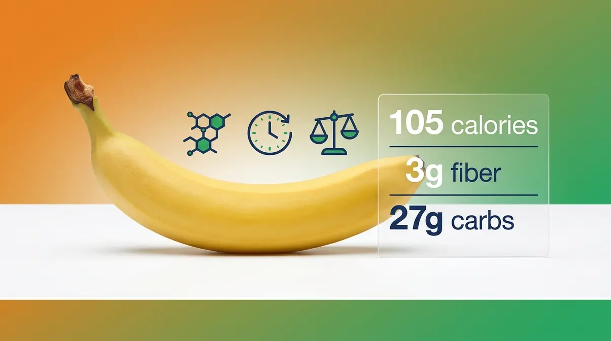 Banana nutrition facts showing 105 calories and 3 grams of fiber for weight loss support