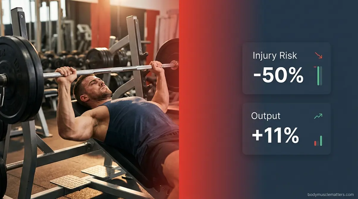 Gym spotter standing behind lifter illustrating the science-backed performance and safety benefits