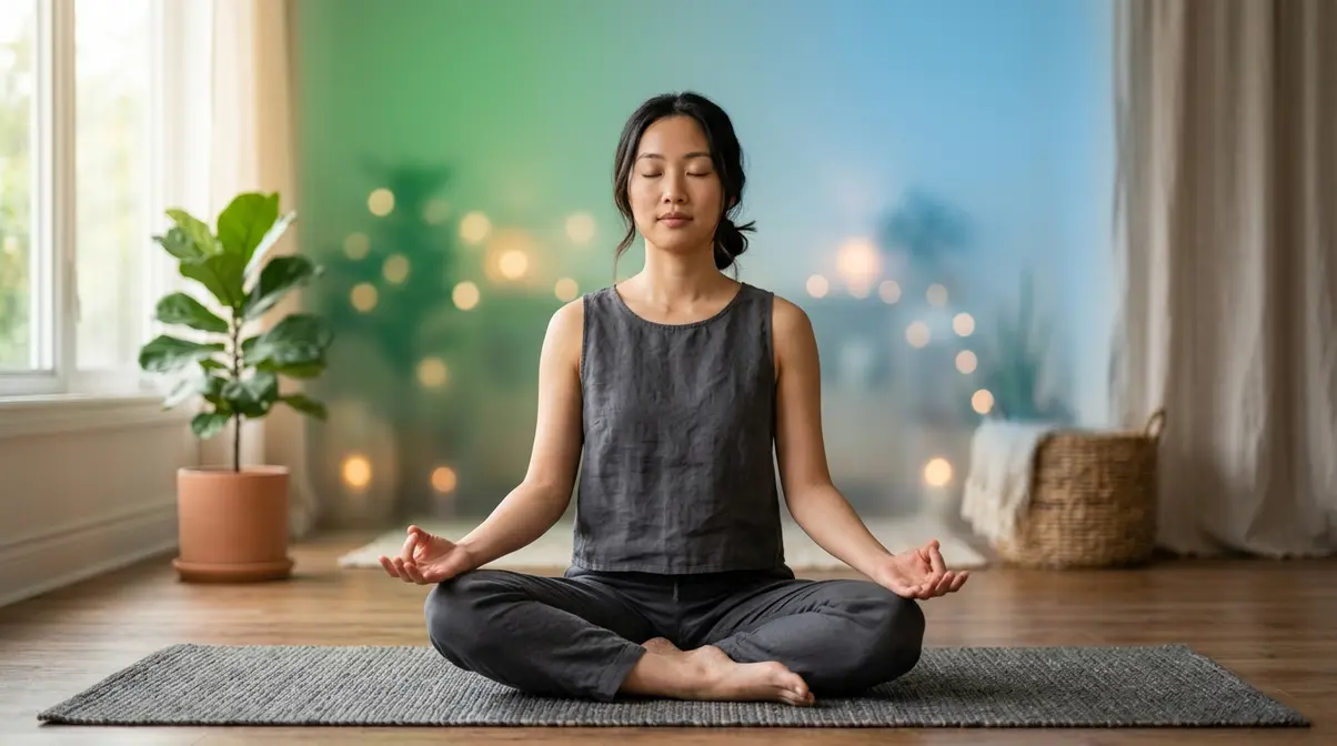 Person meditating in cross-legged yoga pose showing mental and emotional health benefits of regular practice