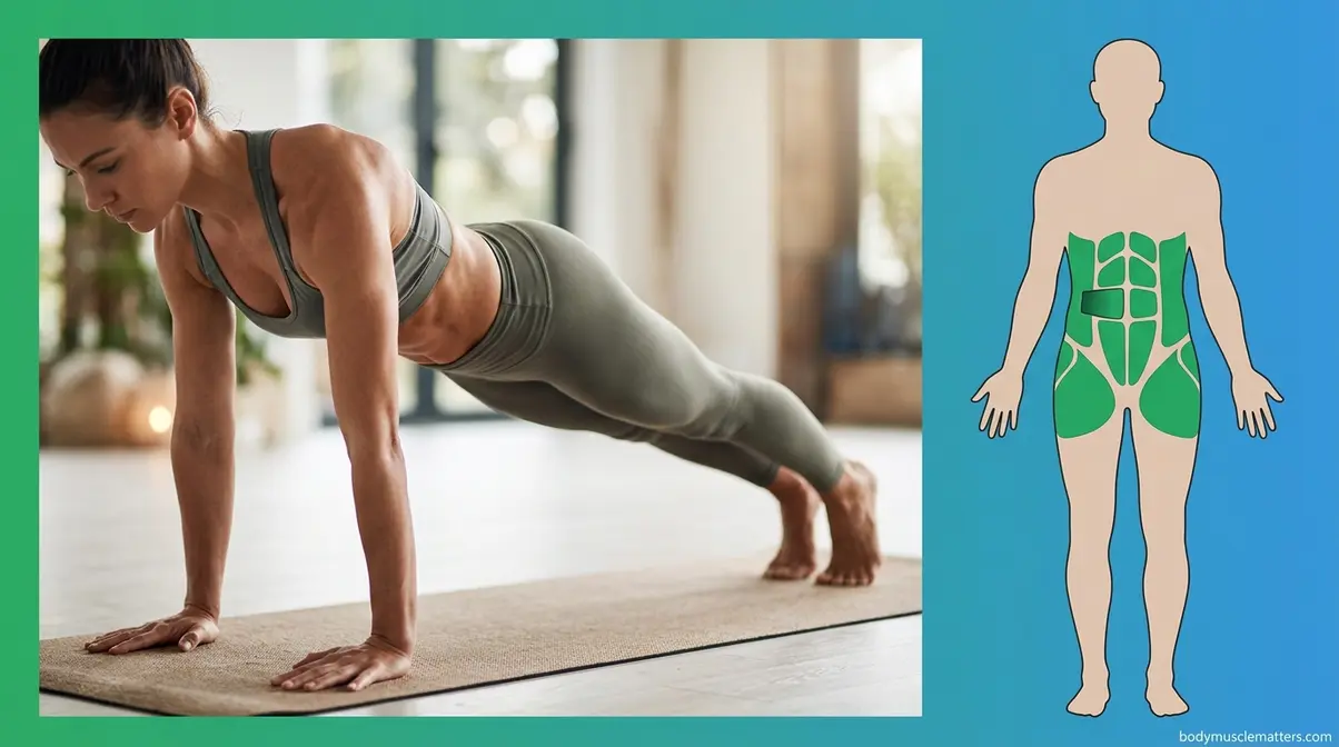 Yoga plank pose demonstrating core strength and body composition benefits for fitness training