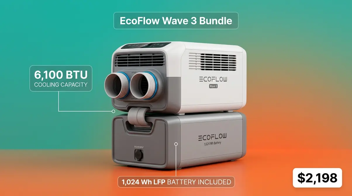 EcoFlow Wave 3 battery bundle complete off-grid tent camping AC kit with 1024Wh LFP battery