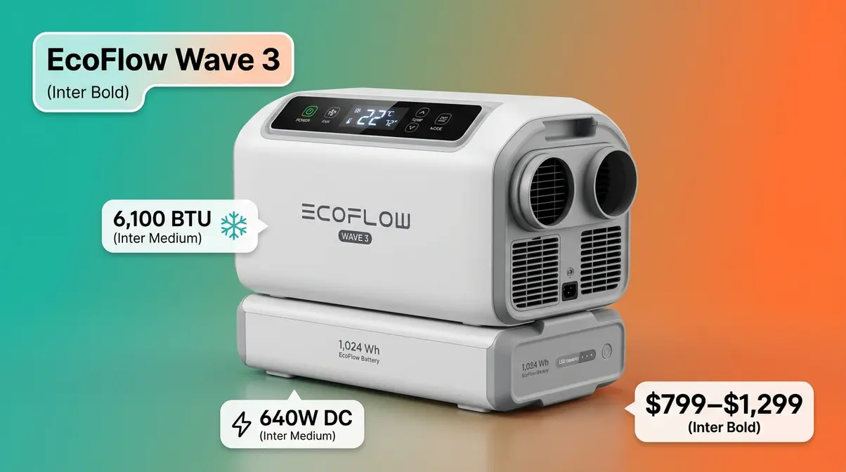 EcoFlow Wave 3 portable air conditioner 6100 BTU DC-powered best overall tent camping AC