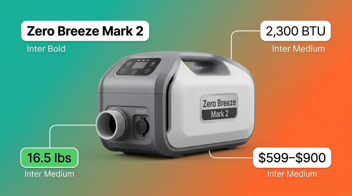Zero Breeze Mark 2 ultralight 2300 BTU portable AC 16.5 lbs best solo tent camping air conditioner