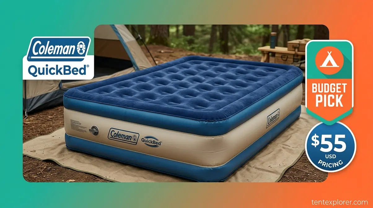 Coleman QuickBed Double High budget air mattress for three-season tent camping setups