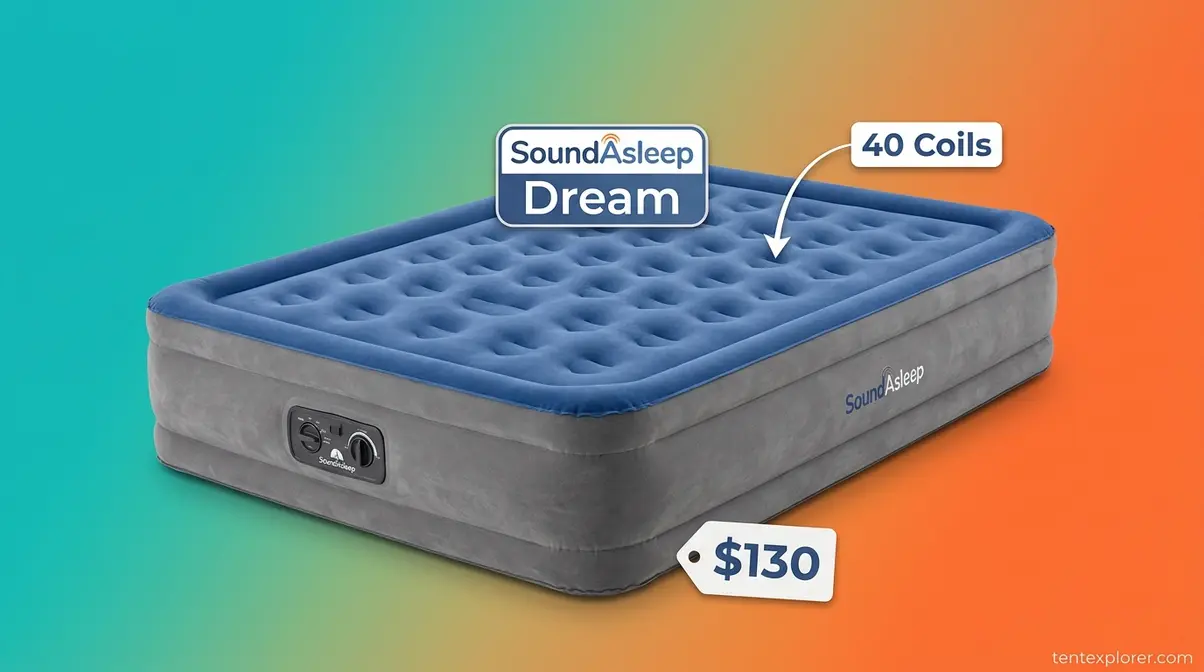 SoundAsleep Dream Series air mattress featuring forty internal coils for extended camping trips