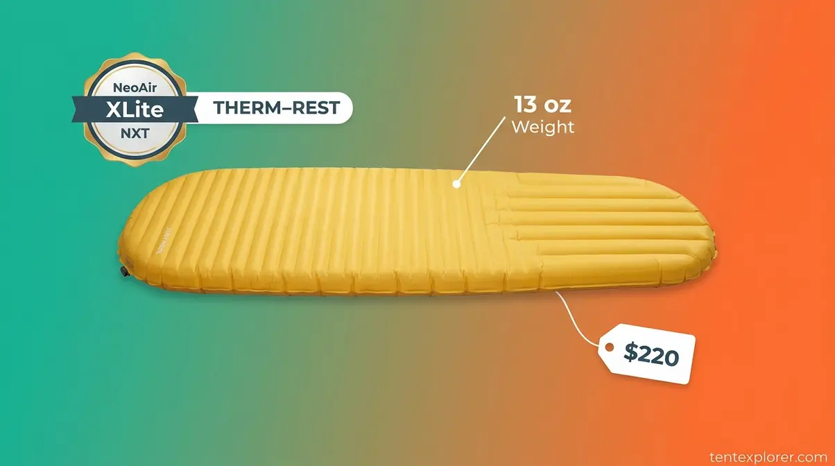 Therm-a-Rest NeoAir XLite NXT ultralight backpacking pad weighing only thirteen ounces