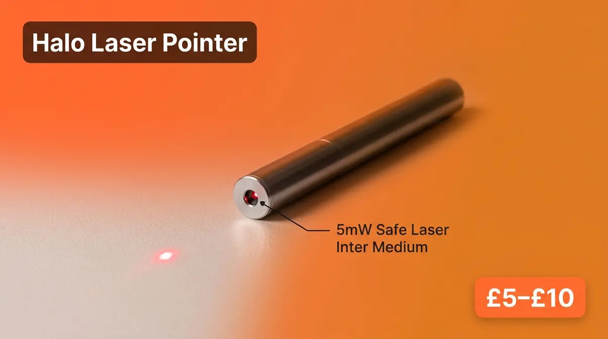 Halo Interactive Laser Pointer compact handheld cat toy with 5mW safe laser for active play