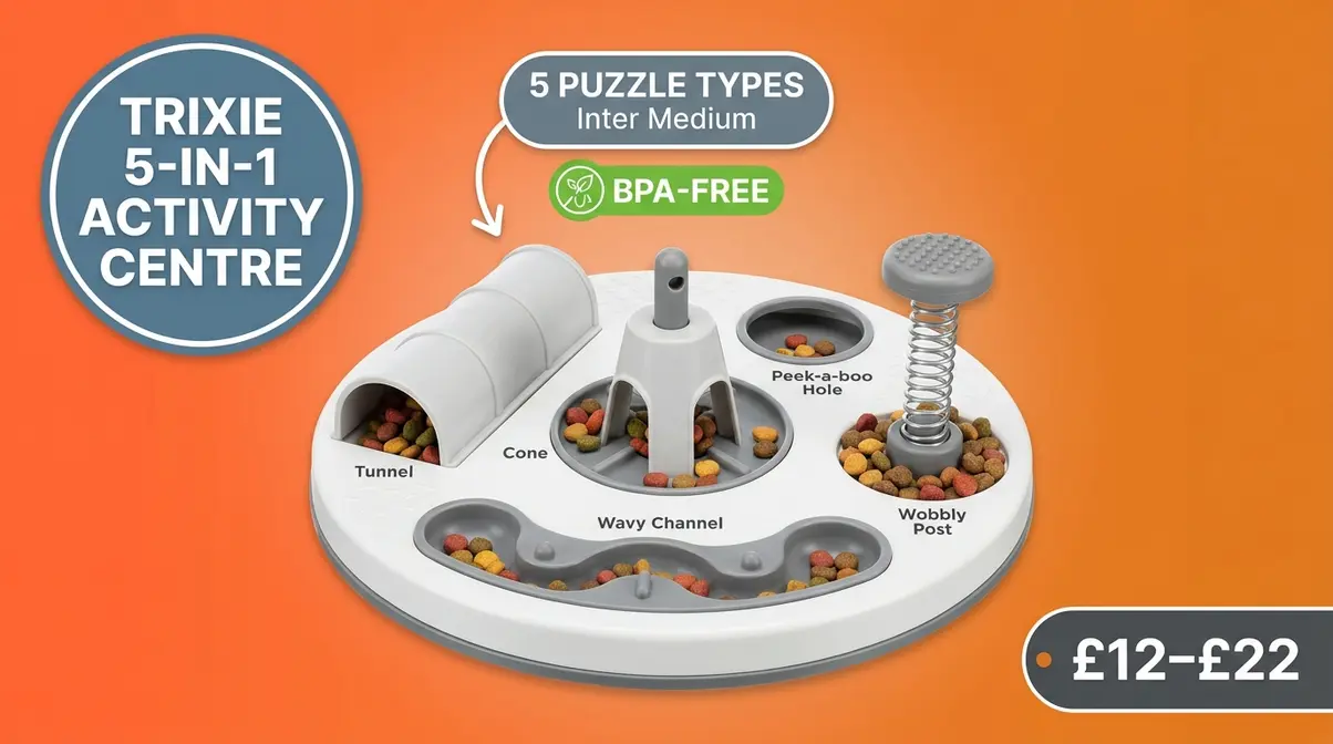 Trixie 5-in-1 Activity Centre puzzle feeder board with five different activity stations for indoor cats