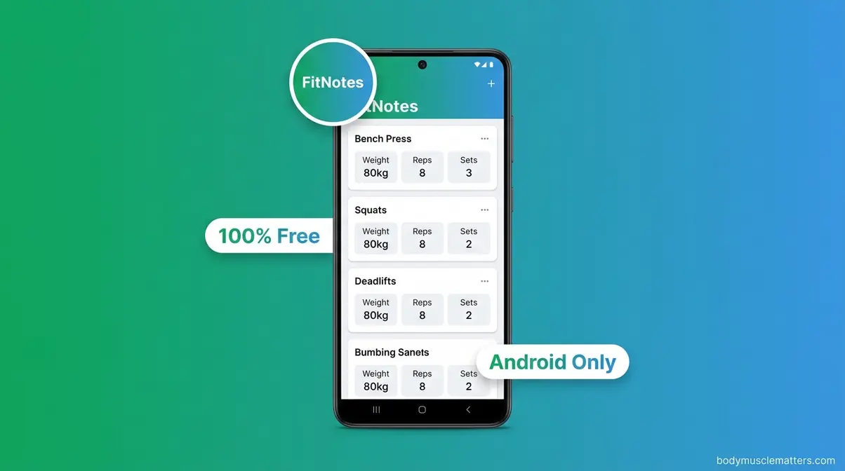 FitNotes free Android workout tracker showing clean minimalist logging interface