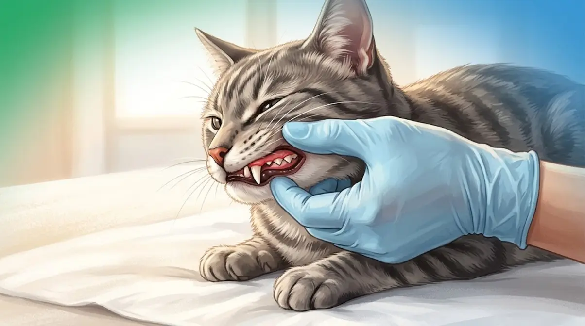Person gently lifting cat lip to examine gum line for early signs of gingivitis and gum disease