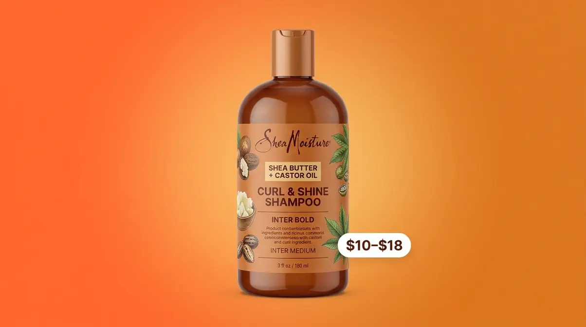 SheaMoisture Curl and Shine shampoo bottle for curly and coily textured hair