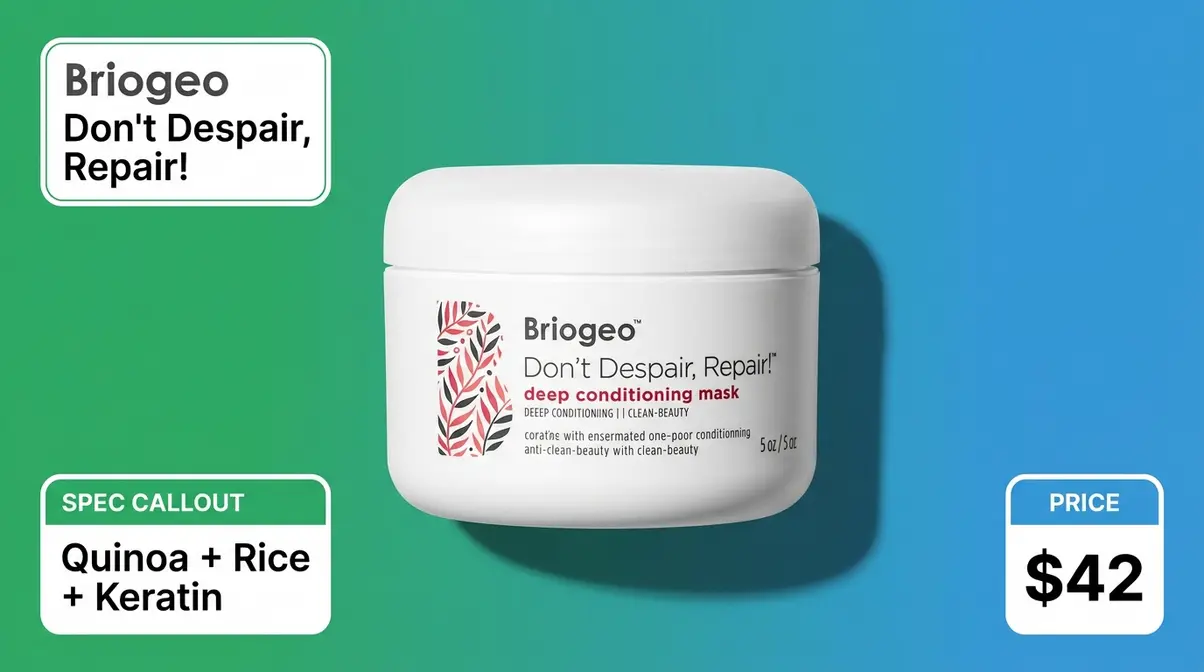 Briogeo Don't Despair Repair Deep Conditioning Mask jar for fine and curly hair at forty-two dollars