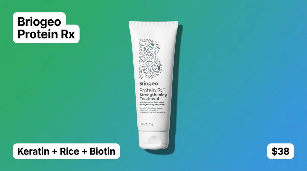 Briogeo Protein Rx Strengthening Treatment tube for at-home intensive hair repair at thirty-eight dollars