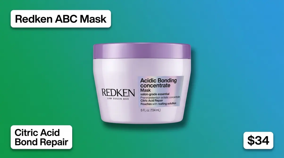 Redken Acidic Bonding Concentrate Mask jar for bleached and color-treated hair at thirty-four dollars