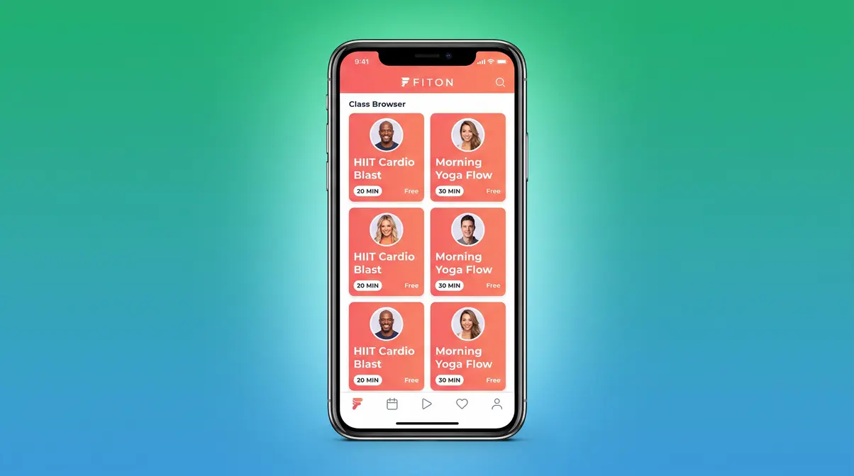 FitOn app class selection screen showing free celebrity trainer workout categories