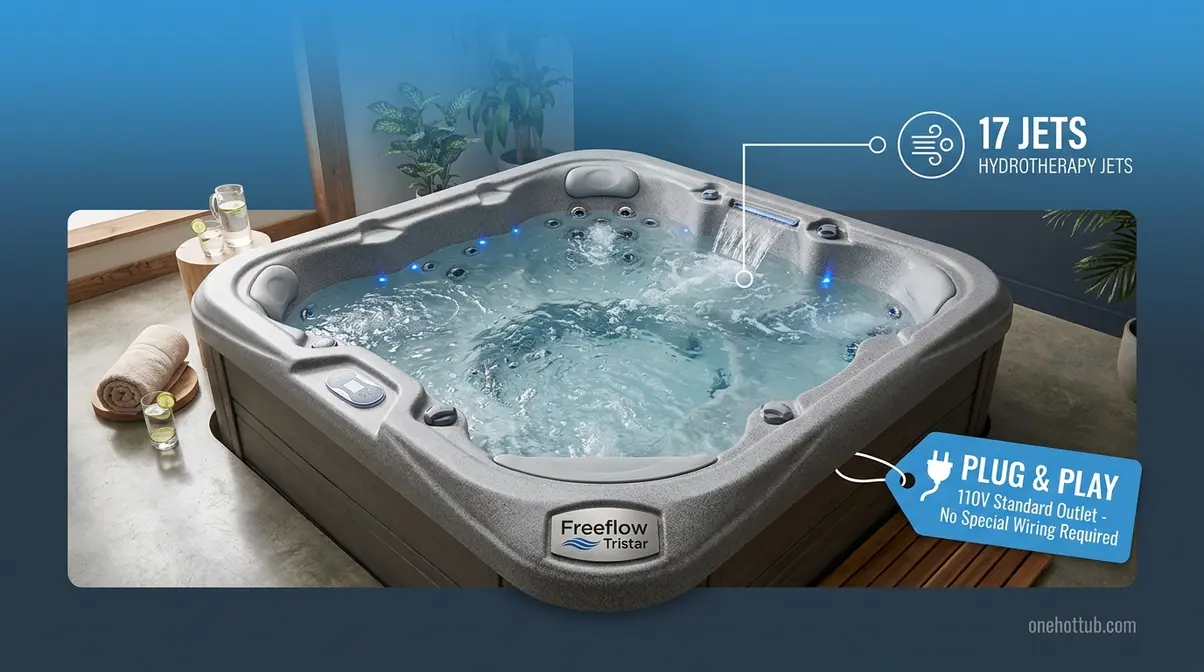 Freeflow Tristar compact plug-and-play hot tub for small UK gardens