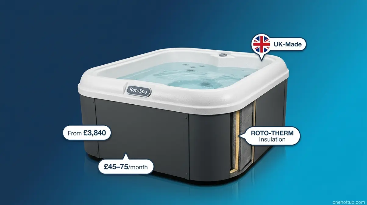 Best Hot Tubs for Winter UK 2026: Top 7 Compared 6 RotoSpa DuraSpa compact UK-made hard-shell hot tub with ROTO-THERM insulation