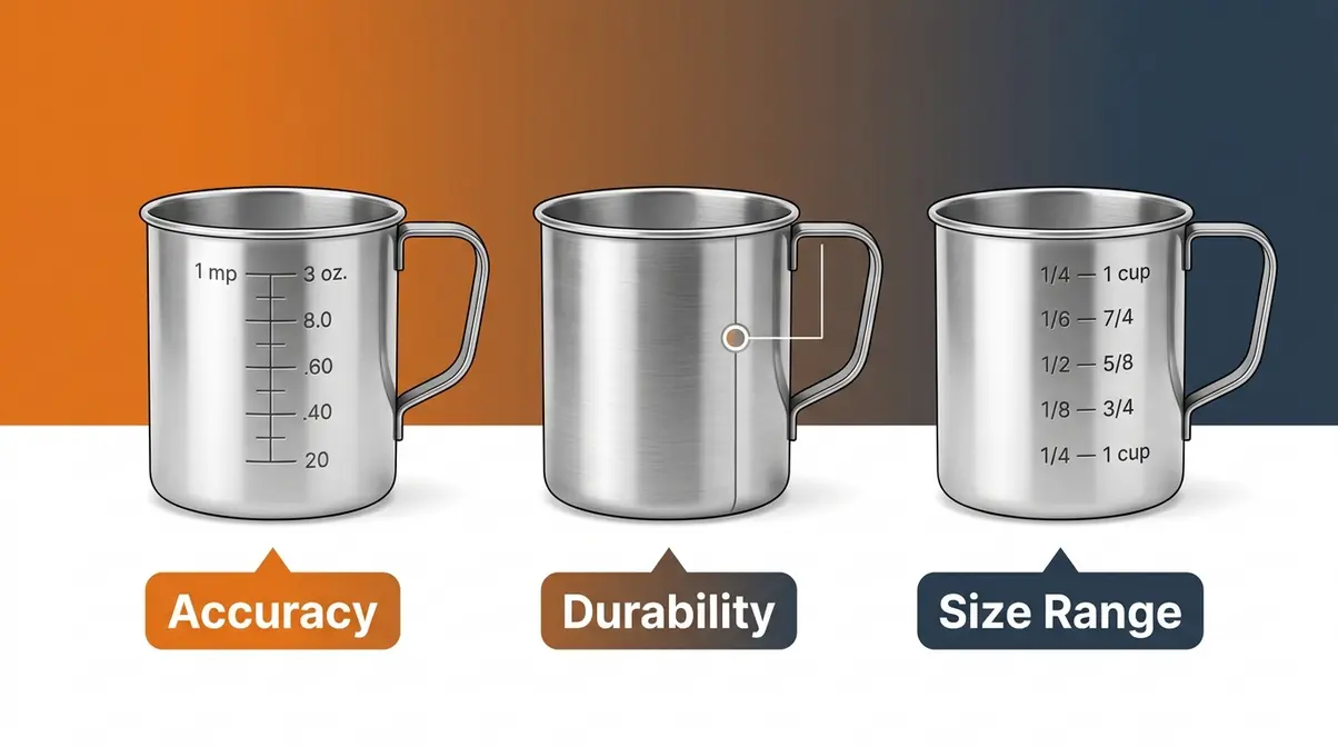 6 Best Measuring Cups And Spoons For Baking In 2026 1 Three stainless measuring cups illustrating accuracy durability and size range for baking