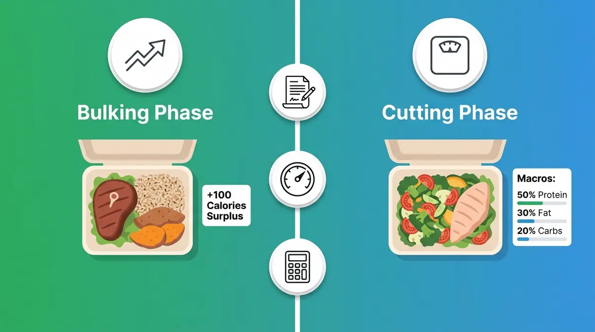 Decision guide for choosing a muscle building meal delivery service based on bulking or cutting phase