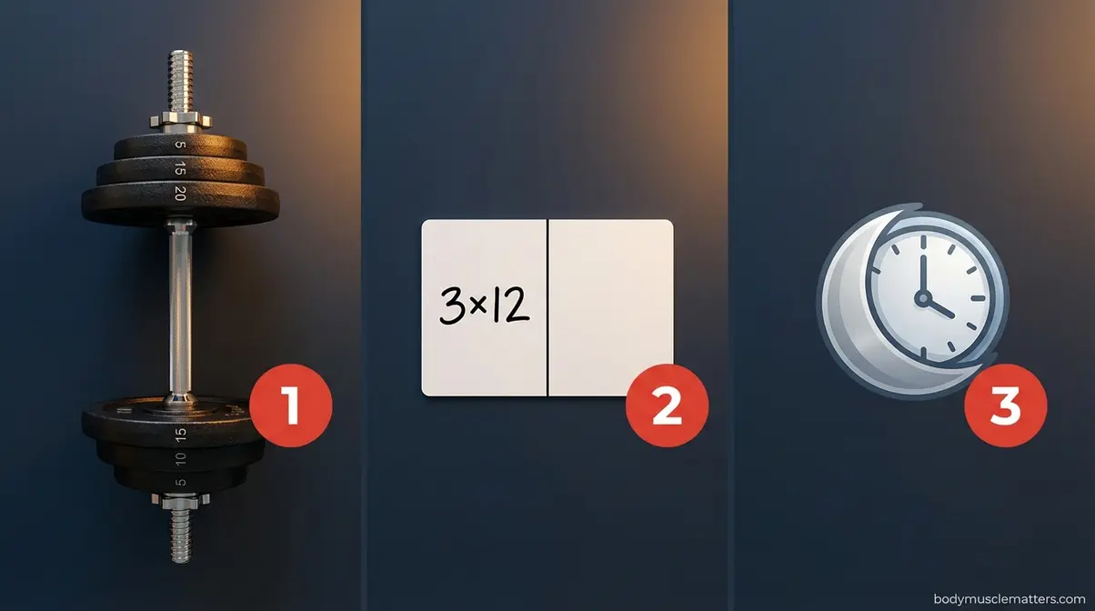 Three core muscle building principles for beginners: progressive overload, rep ranges, and recovery