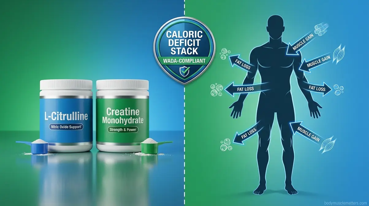 Body recomposition supplement stack showing L-citrulline and creatine for muscle growth and fat loss
