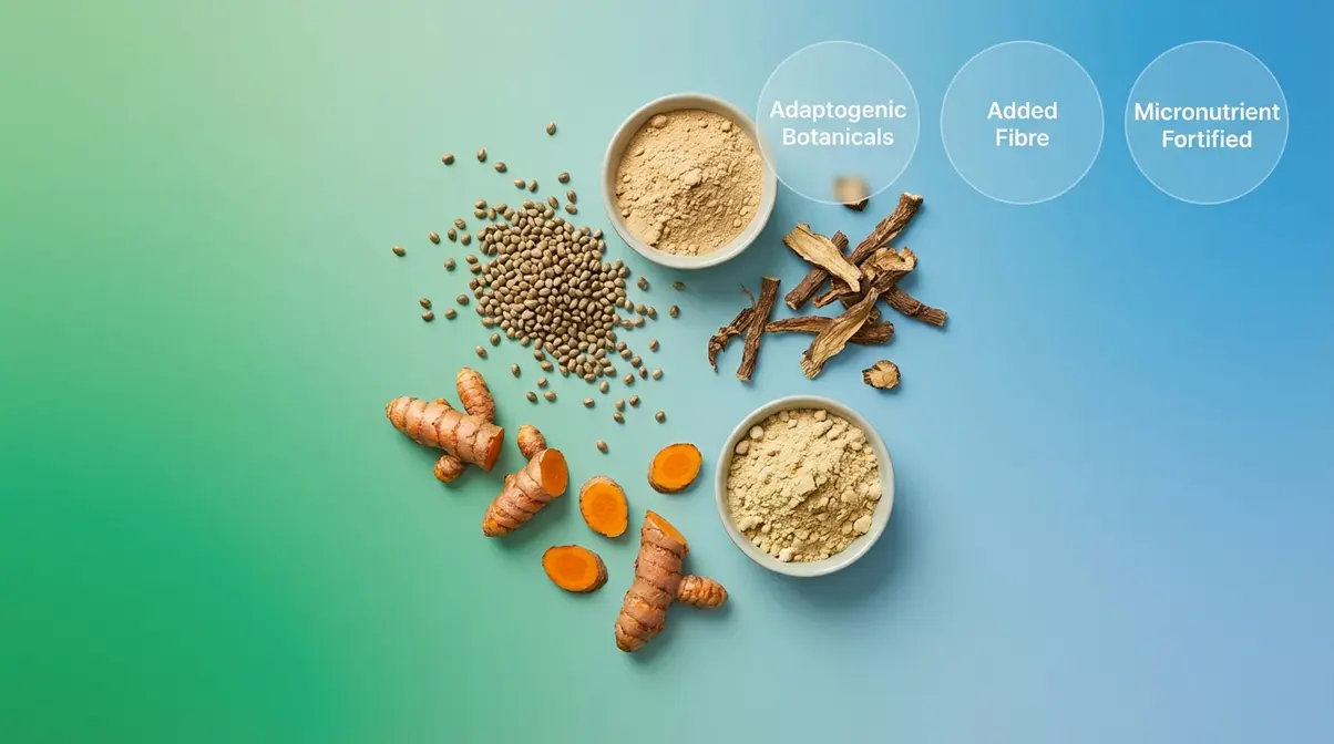 Superfood plant protein ingredients including hemp seeds, maca, turmeric and chicory root for fibre-enriched UK protein powders