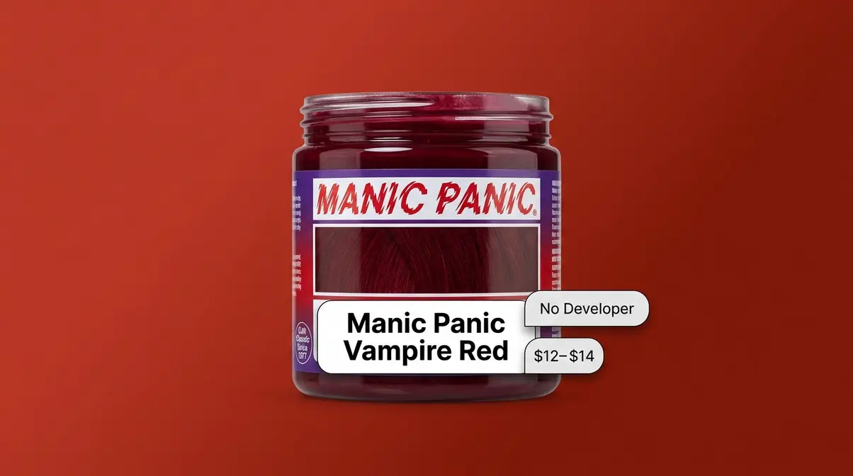 Manic Panic Vampire Red semi-permanent hair dye jar showing deep cool-toned crimson color
