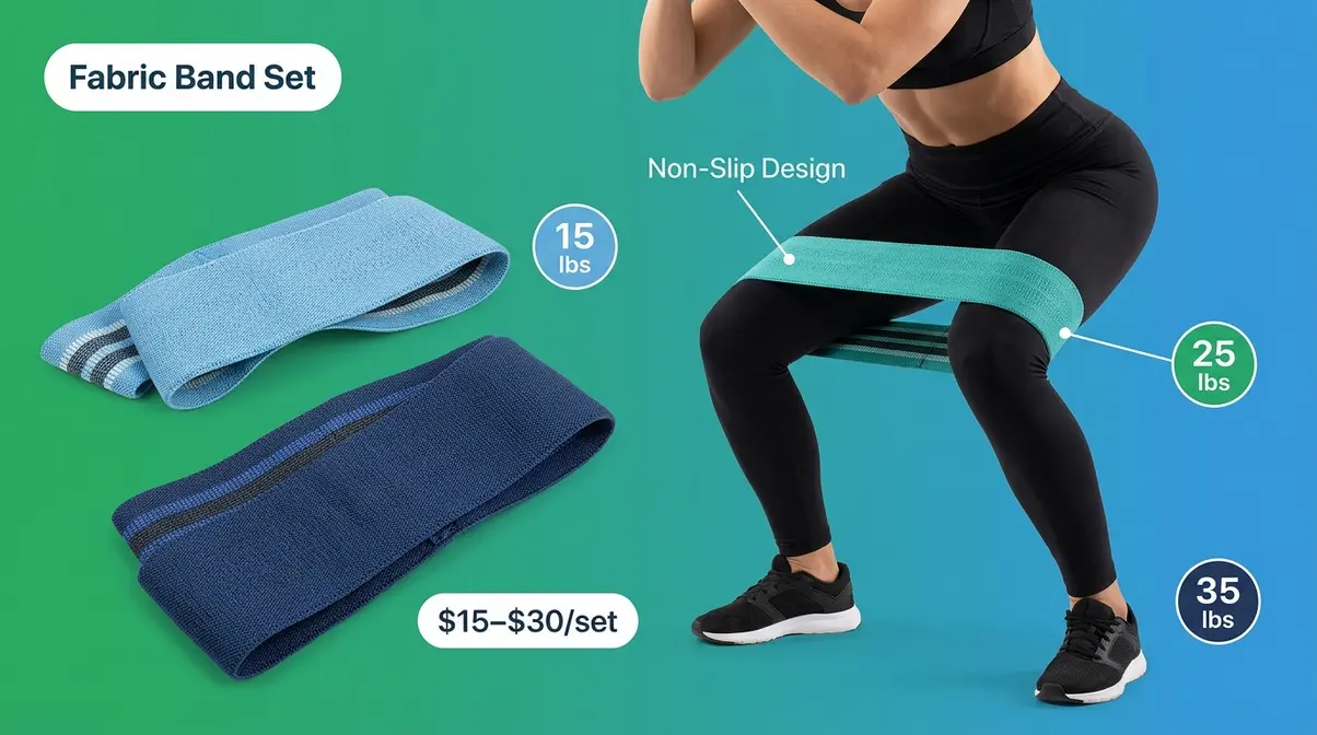 Fabric resistance band set for lower body and glute training showing non-slip woven construction