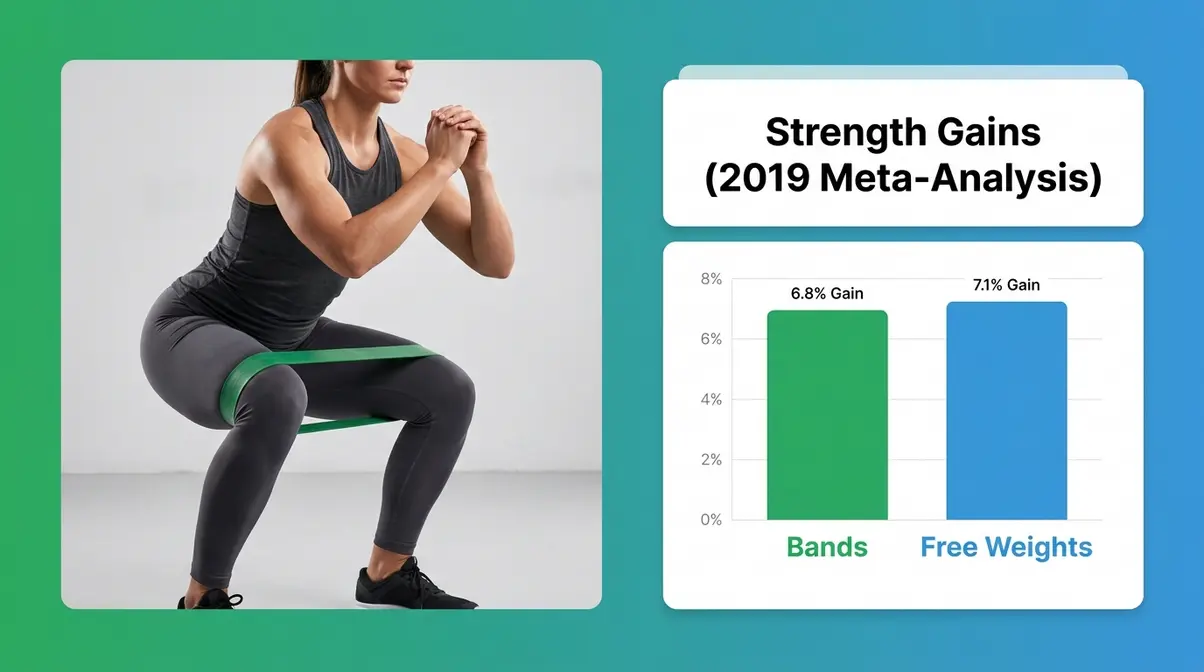 Resistance bands for strength training science showing comparable gains to free weights