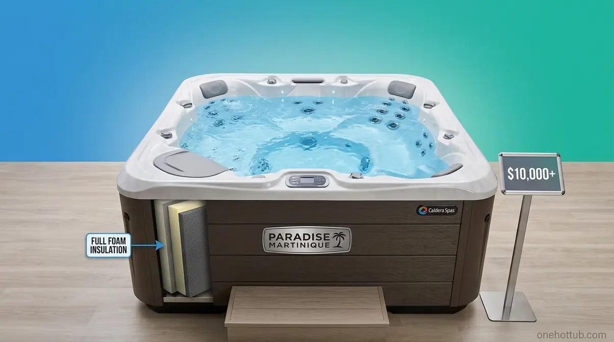 Caldera Paradise Martinique saltwater hot tub with full foam insulation