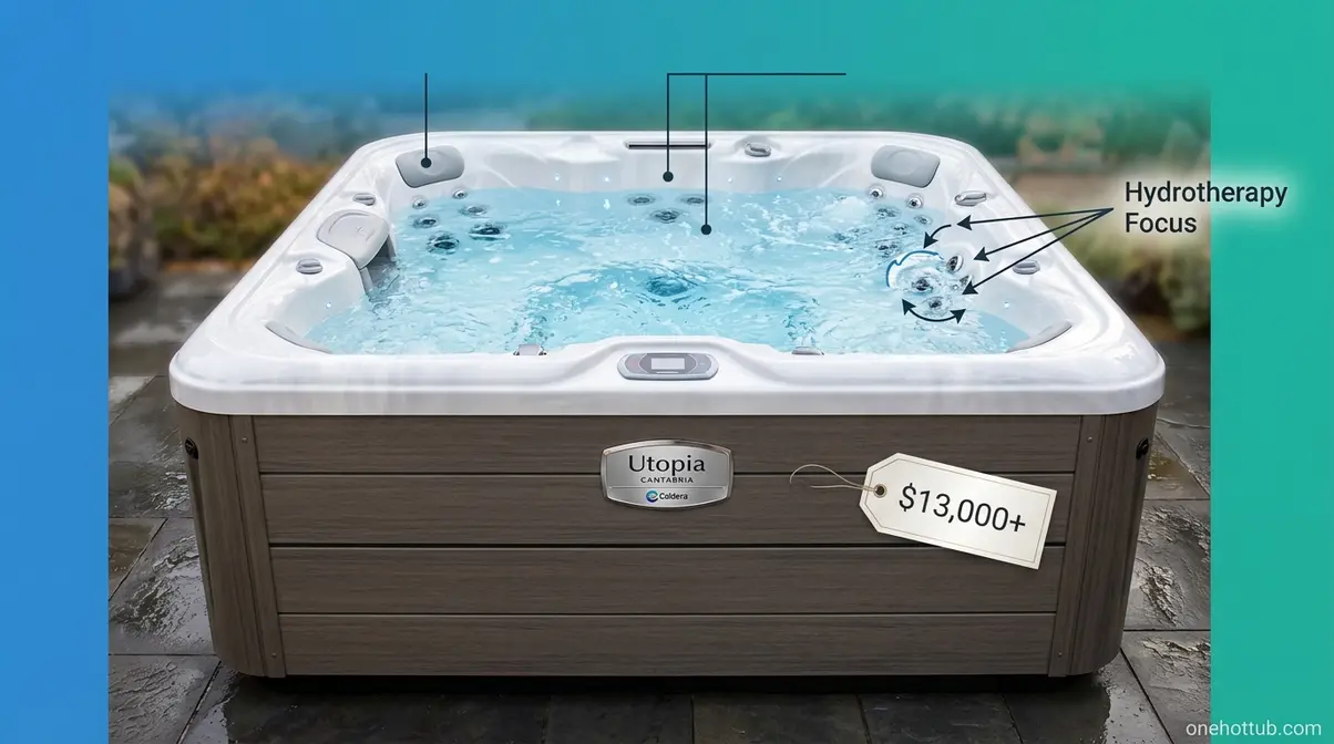 Caldera Utopia Cantabria saltwater hot tub with targeted hydrotherapy jets