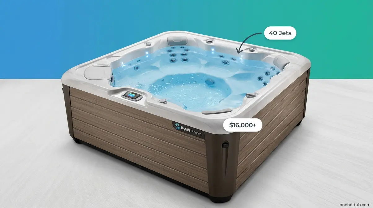 Hot Spring Highlife Grandee factory-integrated saltwater hot tub with 7 seats