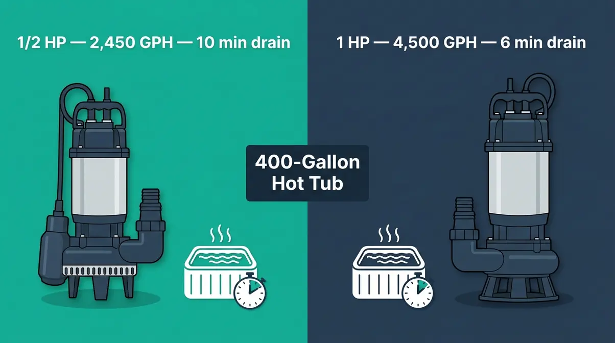 Best Sump Pump for Draining a Hot Tub: 9 Picks (2026) 17 Side-by-side comparison of half HP and one HP sump pumps for hot tub drain time