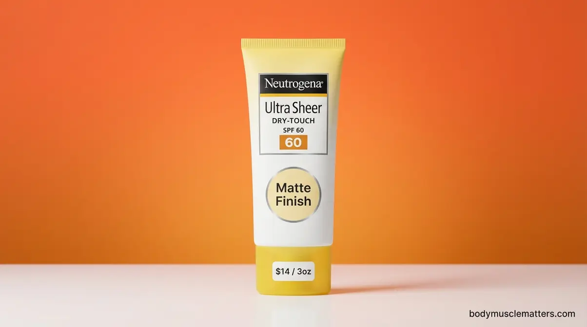 Neutrogena Ultra Sheer Dry-Touch SPF 60 sunscreen bottle for oily skin runners