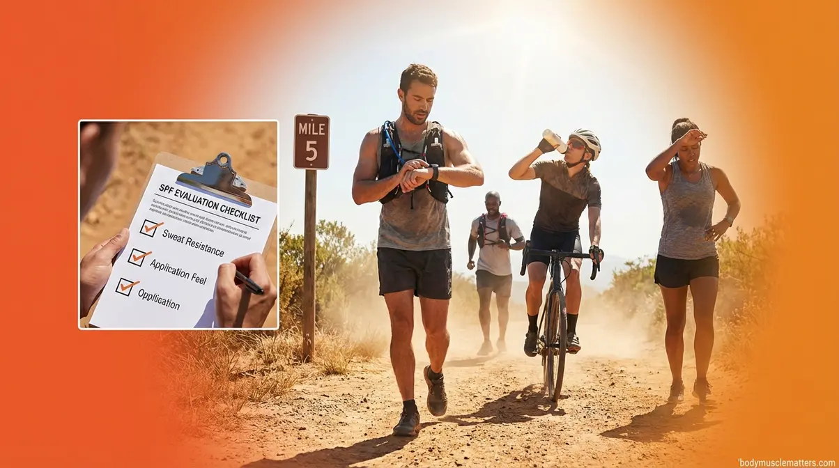 Athletes testing sport sunscreens during outdoor exercise in hot sunny conditions