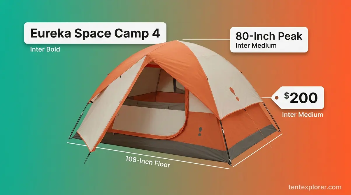 Eureka Space Camp 4 family tent with 80-inch peak height