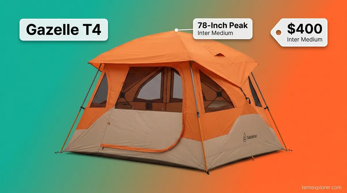 Gazelle T4 hub design tent with fast setup and 78-inch peak height