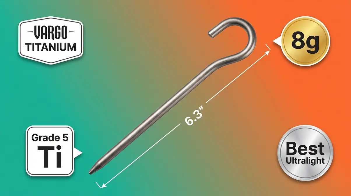 Vargo Titanium Shepherd Hook stake showing slender Grade 5 titanium profile and hook curve