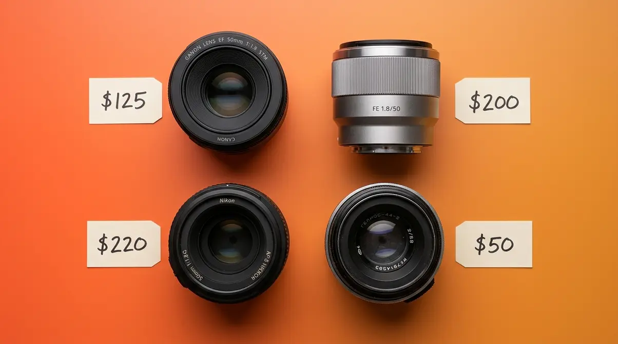 Affordable prime lenses for beginner budget photography including Canon Sony Nikon 50mm and vintage Helios options