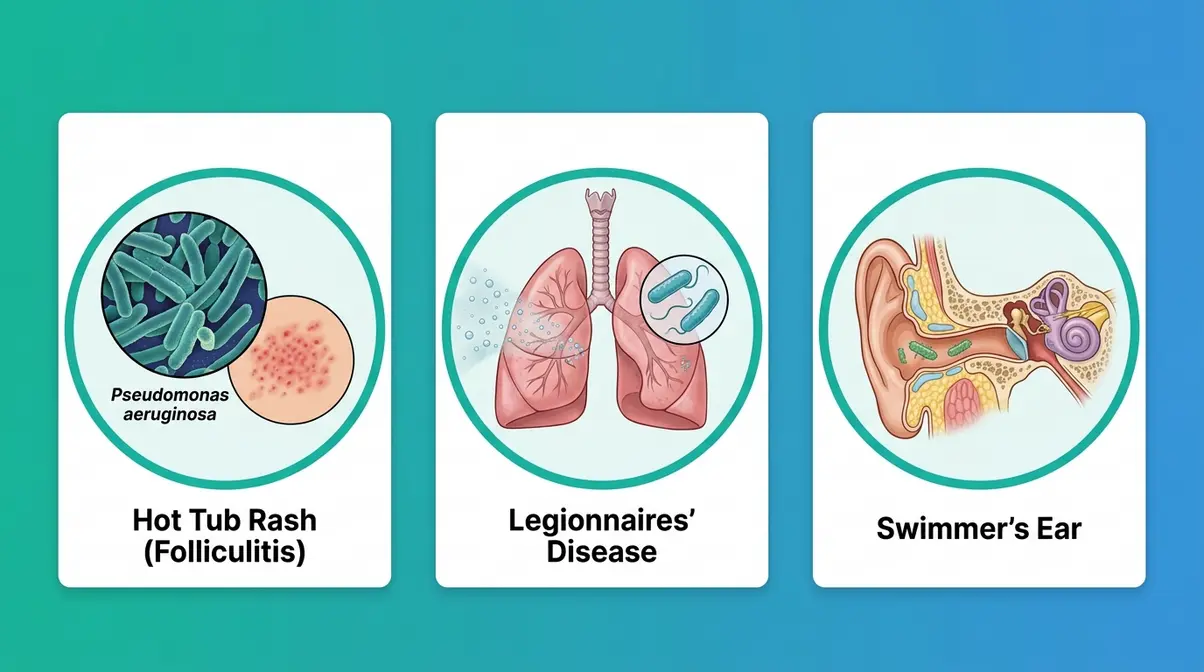 Can You Get STDs From a Hot Tub? The Science Explained 3 Medical illustration of three real bacterial infection risks from poorly maintained hot tubs