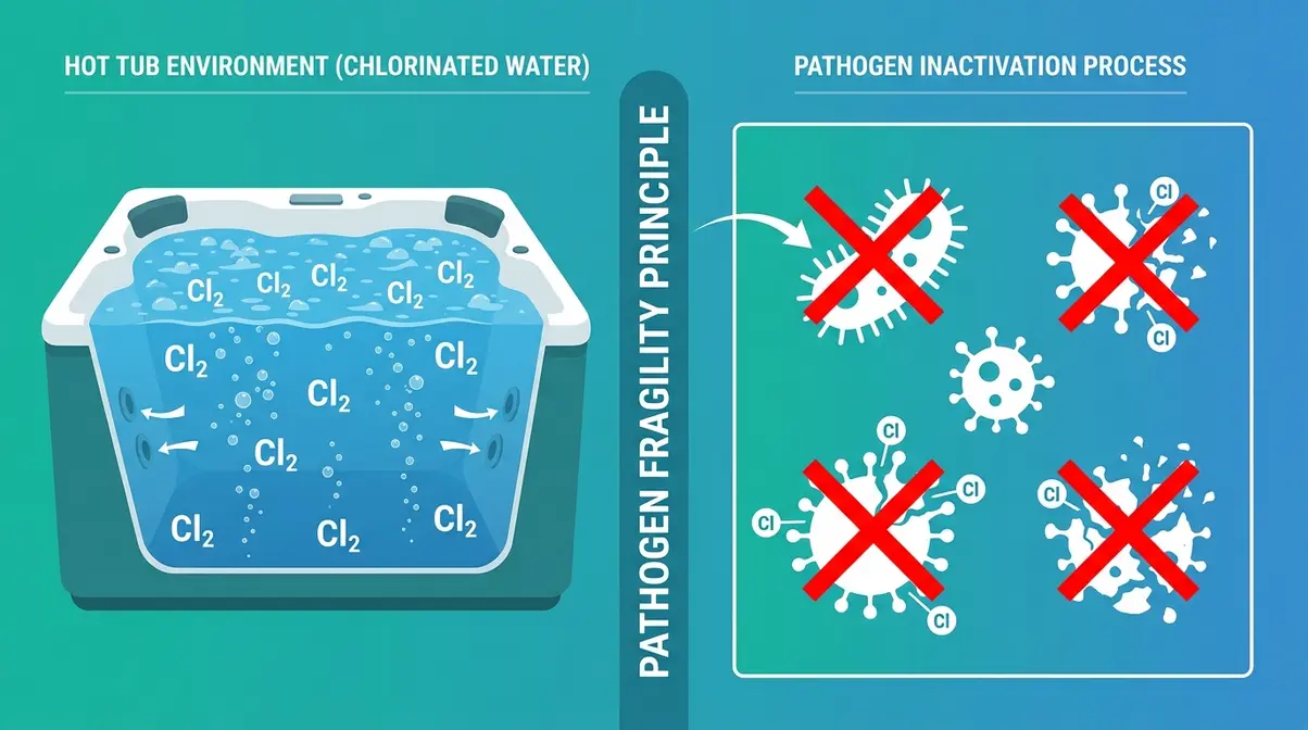Can You Get STDs From a Hot Tub? The Science Explained 1 Diagram showing why STD pathogens cannot survive in chlorinated hot tub water