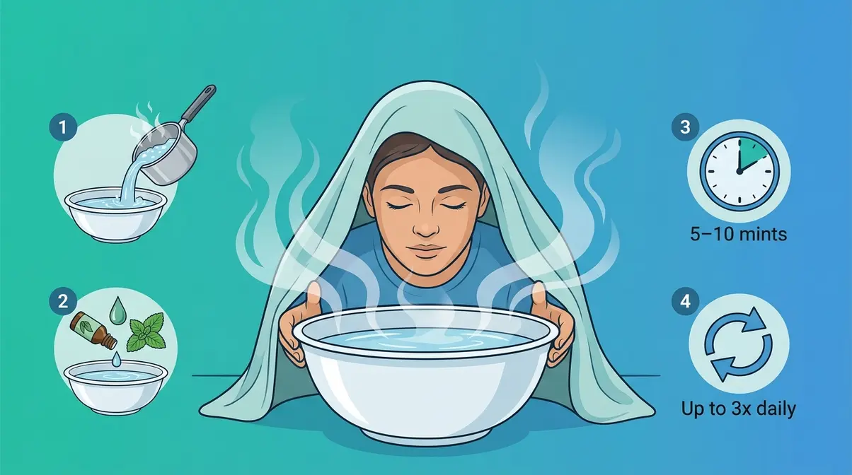 Can You Go in a Hot Tub with a Fever? Safety Guide 8 Person using steam inhalation method with towel tent over bowl for fever congestion relief without hot tub risk
