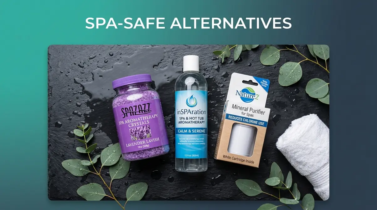 Can You Put Epsom Salts in a Hot Tub? Expert Answer 11 Spa-safe hot tub aromatherapy products including Spazazz crystals and mineral cartridge as Epsom salt alternatives