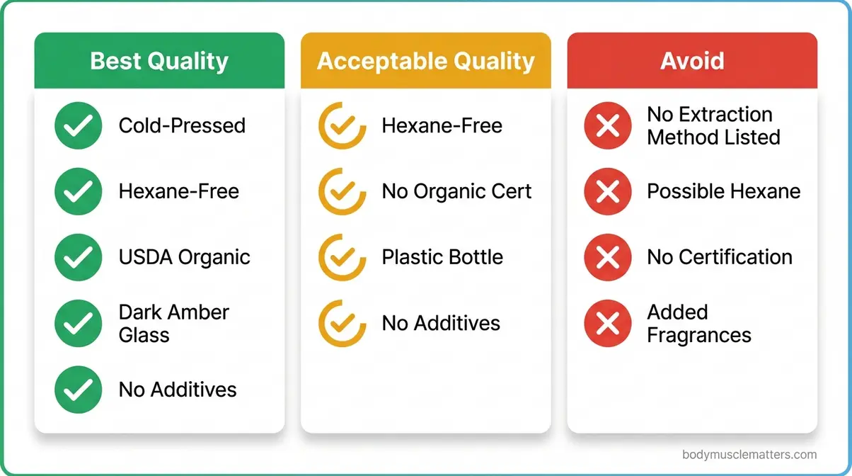 Castor oil quality comparison chart for choosing the best oil for muscle pain relief